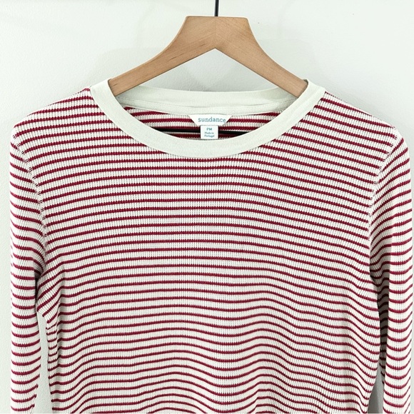 Sundance ‘Elemental’ Casual Striped Top Red Size Medium Petite - Picture 3 of 6